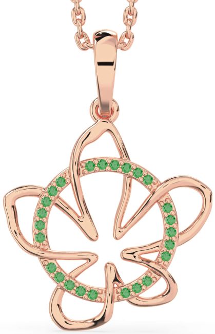 Emerald Rose Gold Flower Necklace