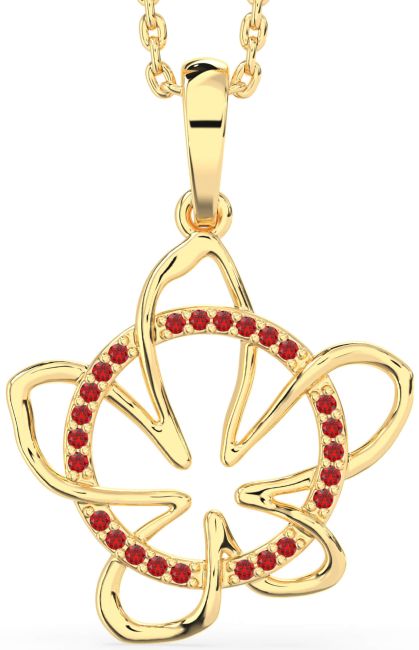 Ruby Gold Silver Flower Necklace