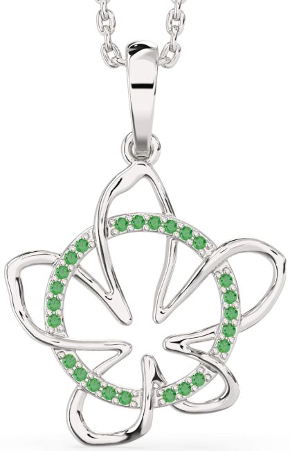 Emerald White Gold Flower Necklace