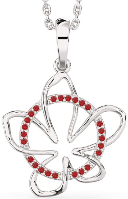 Ruby White Gold Flower Necklace