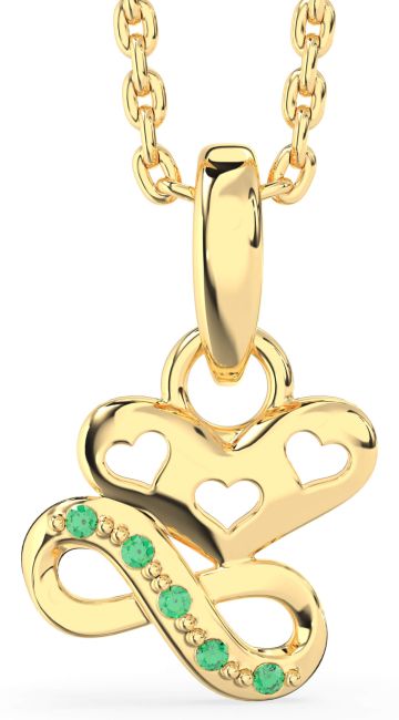 Emerald Gold Heart Infinity Necklace