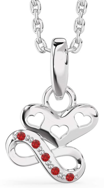 Ruby Platinum Heart Infinity Necklace