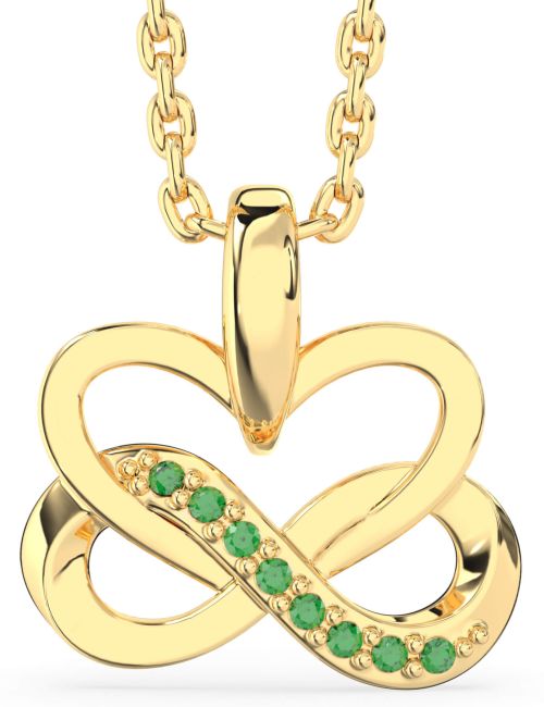 Emerald Gold Heart Infinity Interlock Necklace