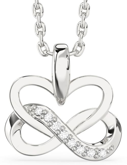 Diamond Silver Heart Infinity Interlock Necklace