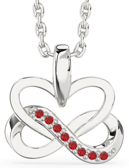Ruby White Gold Heart Infinity Interlock Necklace