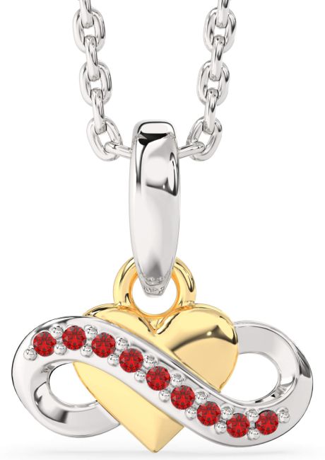Ruby Silver & 10K gold Infinity Heart Necklace