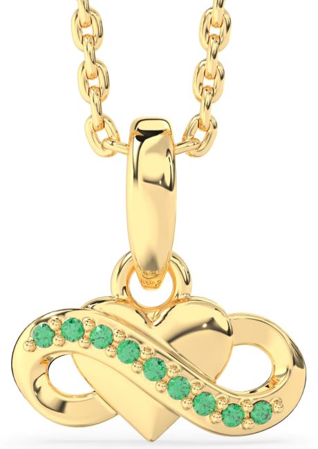 Emerald Gold Infinity Heart Necklace