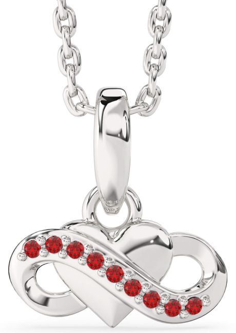 Ruby White Gold Infinity Heart Necklace
