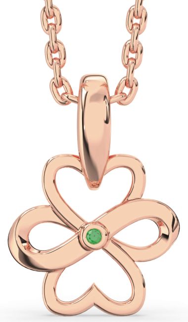Emerald Rose Gold Silver Infinity Heart Necklace
