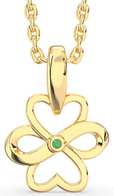 Emerald Gold Infinity Heart Necklace
