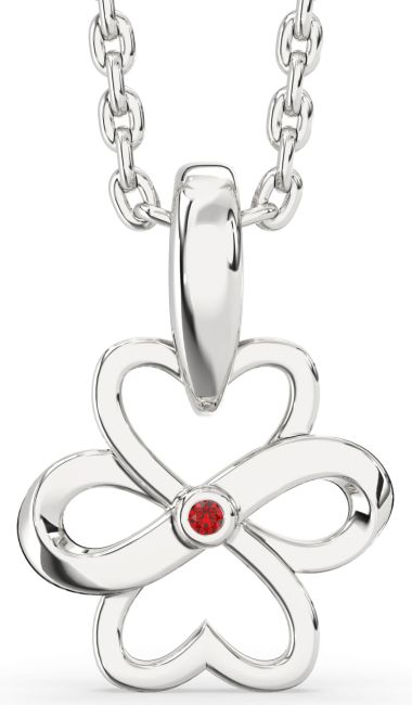 Ruby Platinum Infinity Heart Necklace