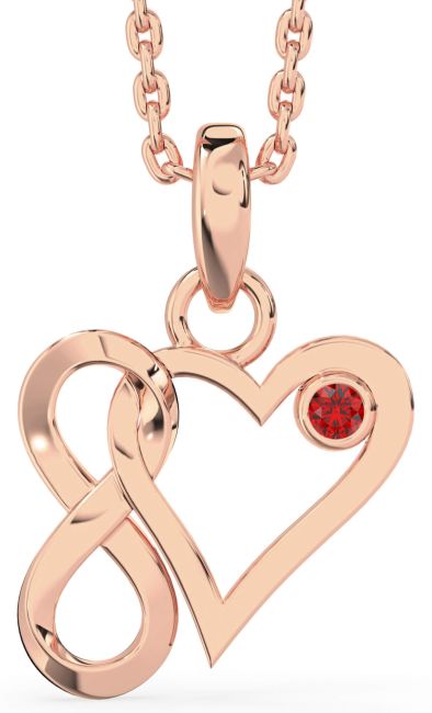 Ruby Rose Gold Heart Infinity Interlock Necklace