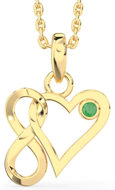 Emerald Gold Heart Infinity Interlock Necklace