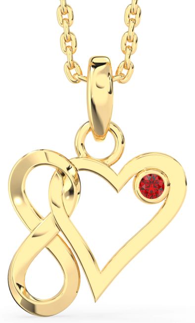 Ruby Gold Heart Infinity Interlock Necklace