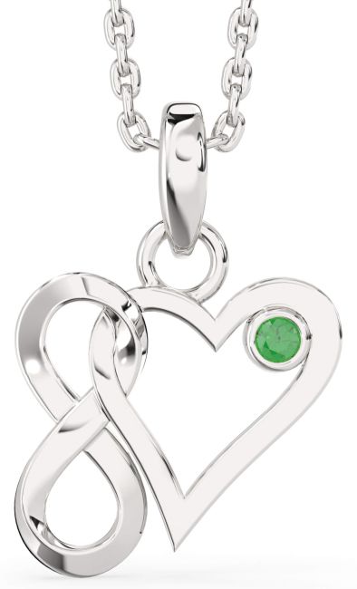 Emerald Platinum Heart Infinity Interlock Necklace