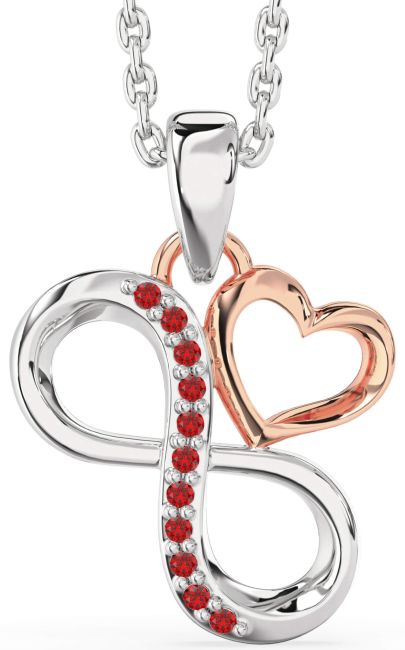 Ruby Silver & 10K Rose Gold Infinity Heart Necklace