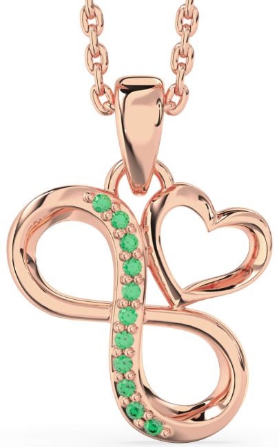 Emerald Rose Gold Infinity Heart Necklace