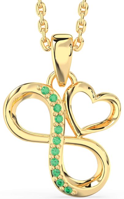 Emerald Gold Silver Infinity Heart Necklace