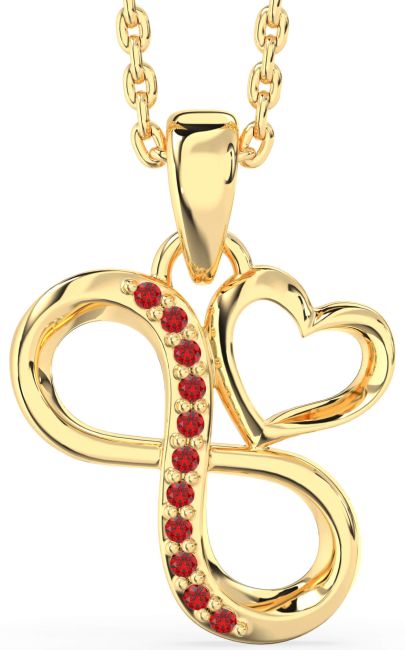Ruby Gold Silver Infinity Heart Necklace