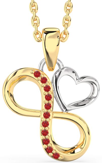Ruby Gold Silver Infinity Heart Necklace