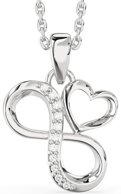 Diamond Silver Infinity Heart Necklace