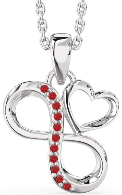 Ruby Silver Infinity Heart Necklace