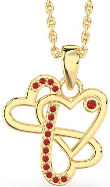 Ruby Gold Heart Infinity Necklace