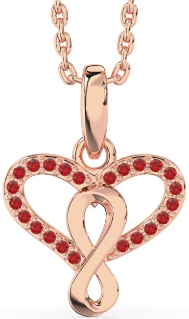 Ruby Rose Gold Heart Infinity Necklace