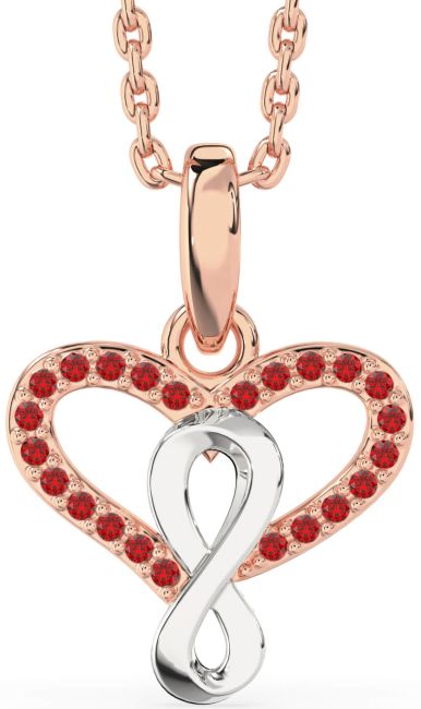 Ruby Rose Gold Silver Heart Infinity Necklace