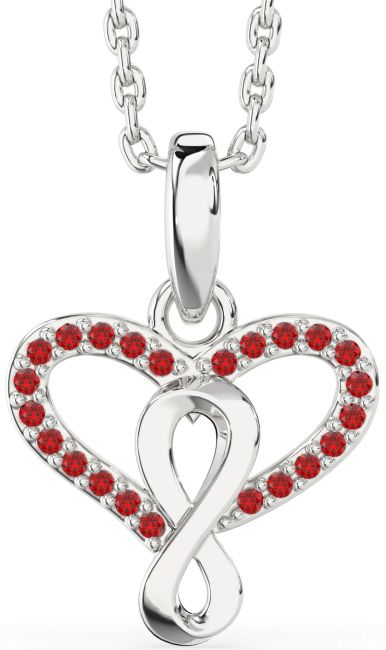 Ruby Platinum Heart Infinity Necklace