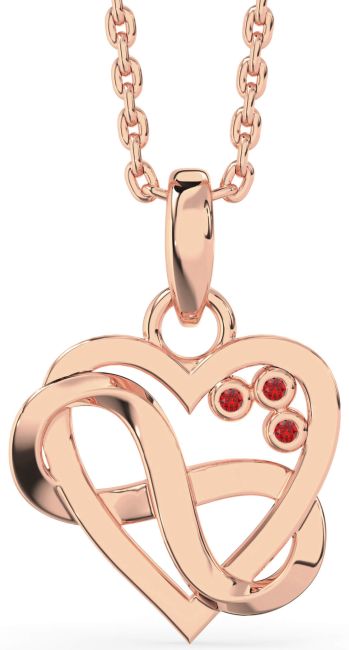 Ruby Rose Gold Heart Infinity Necklace