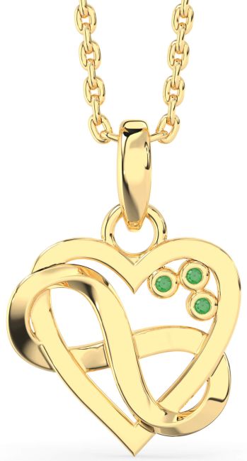 Emerald Gold Heart Infinity Necklace