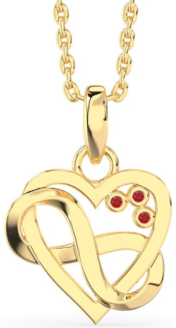 Ruby Gold Heart Infinity Necklace
