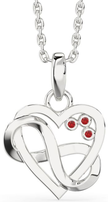 Ruby Platinum Heart Infinity Necklace