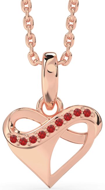 Ruby Rose Gold Heart Infinity Necklace