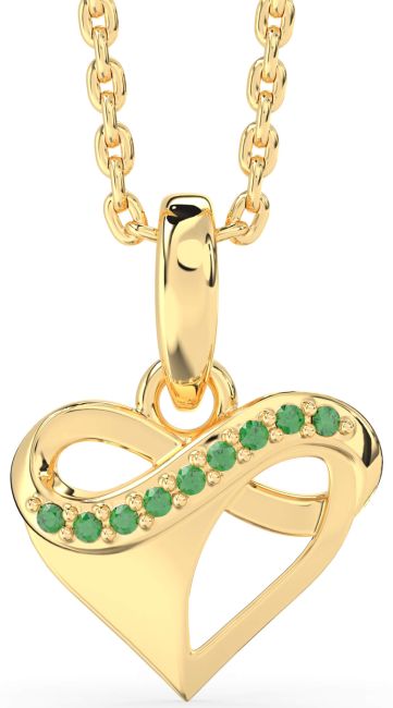 Emerald Gold Heart Infinity Necklace