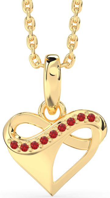 Ruby Gold Silver Heart Infinity Necklace