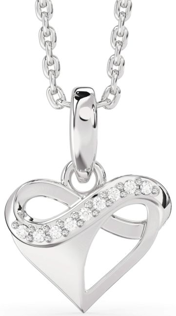 Diamond Silver Heart Infinity Necklace
