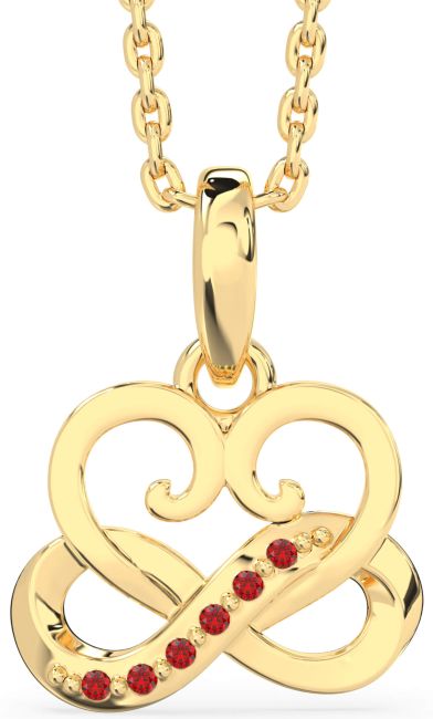 Ruby Gold Silver Infinity Heart Interlock Necklace
