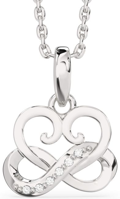 Diamond Silver Infinity Heart Interlock Necklace