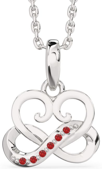 Ruby Platinum Infinity Heart Interlock Necklace