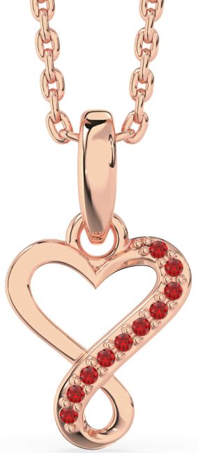 Ruby Rose Gold Silver Heart Infinity Necklace