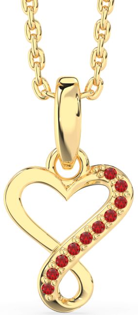 Ruby Gold Silver Heart Infinity Necklace