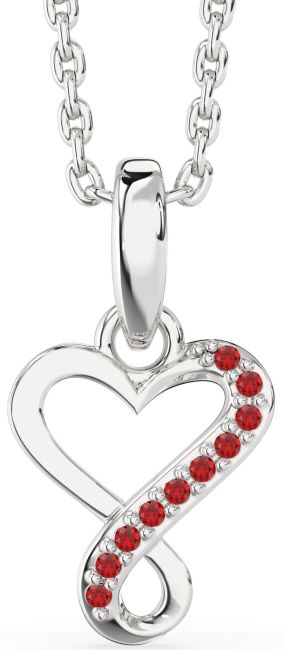 Ruby Platinum Heart Infinity Necklace