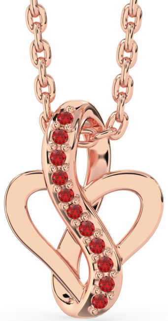 Ruby Rose Gold Silver Infinity Heart Necklace