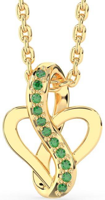 Emerald Gold Infinity Heart Necklace