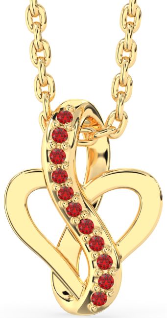 Ruby Gold Infinity Heart Necklace