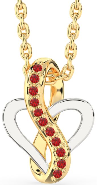 Ruby Gold Silver Infinity Heart Necklace