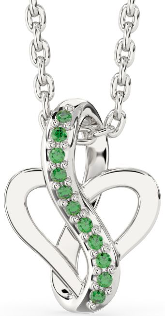 Emerald White Gold Infinity Heart Necklace