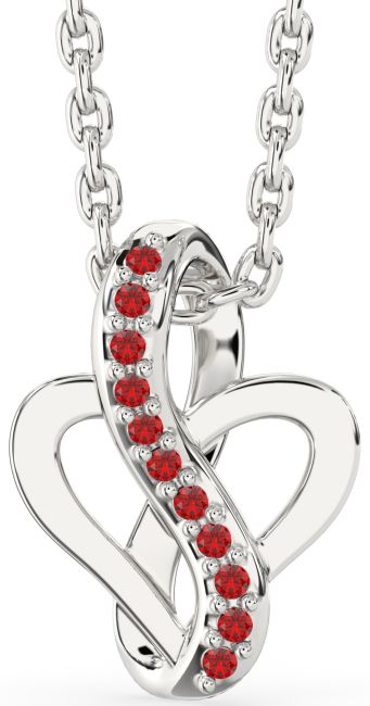 Ruby Platinum Infinity Heart Necklace